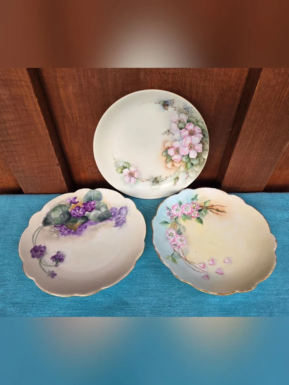 3 Vintage Floral Plates 6 1/4